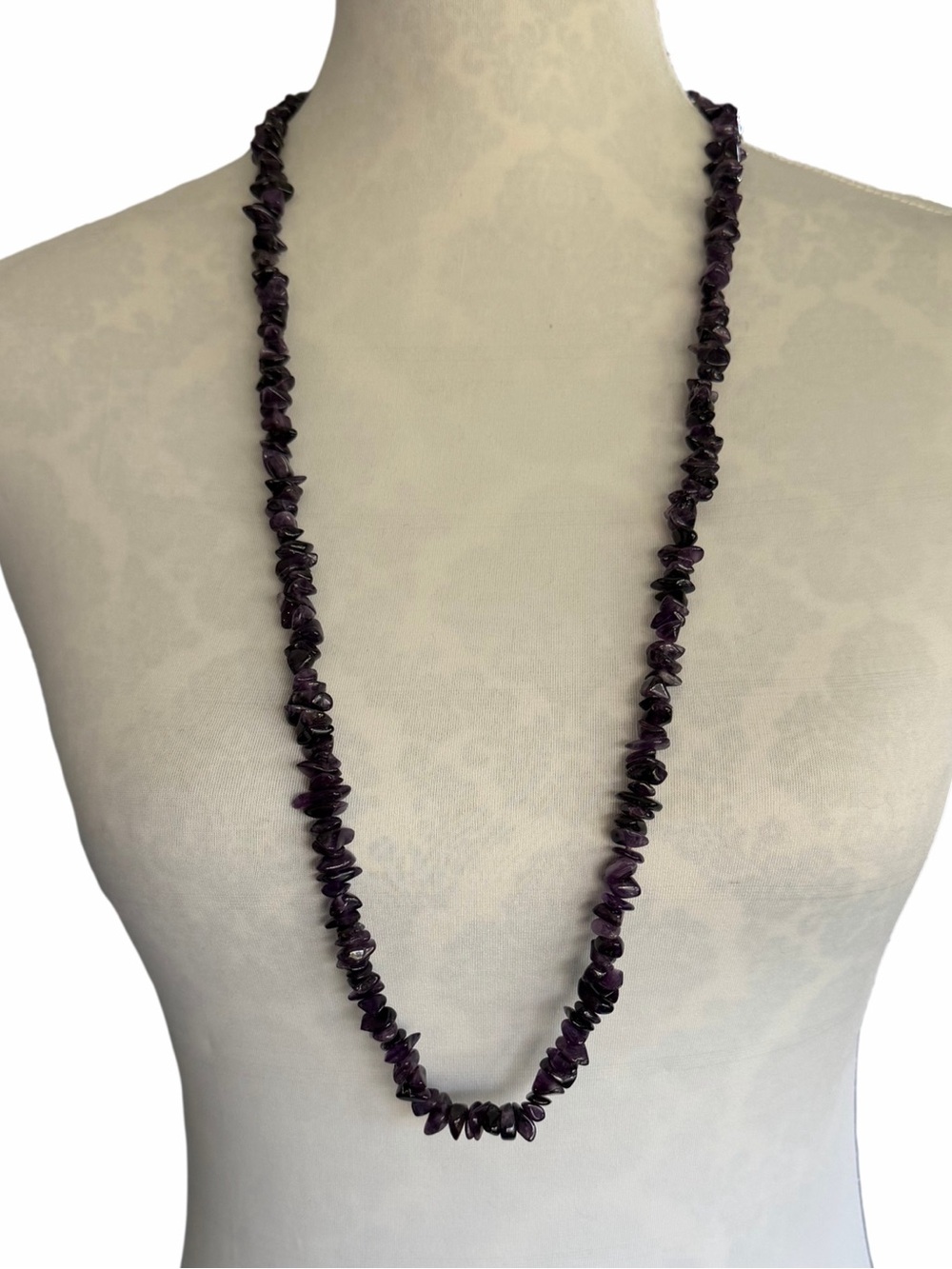 Amethyst Chip Stone Necklace | Genuine Purple Gemstone Beaded Strand Boho Jewelr